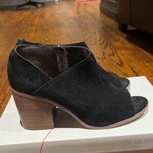 Sole Society Black Suede Heeled Boots